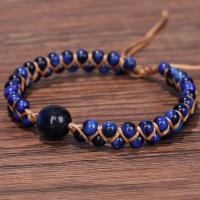 Gemstone Woven Ball Bracelets, Cotton Thread, with Tiger Eye, fashion jewelry 