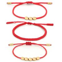 Fashion Jewelry Bracelet, Cotton Thread, with Brass, three pieces, red 