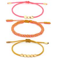 Fashion Jewelry Bracelet, Cotton Thread, with Brass, three pieces, multi-colored 