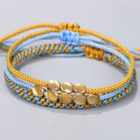 Fashion Jewelry Bracelet, Knot Cord, with Brass, three pieces, multi-colored 