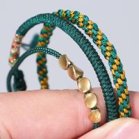 Laine cordon Bracelet, Cordon de noeud, avec laiton, trois pièces & bijoux de mode, vert, Vendu par brin