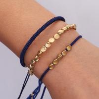 Fashion Jewelry Bracelet, Knot Cord, with Brass, three pieces, dark blue 