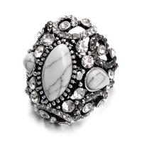 Бирюзовый палец кольцо, цинковый сплав, с Натуральная Бирюза, Другое покрытие, ювелирные изделия моды & Мужская, Хрустальная золотистая тень (сталь), продается PC