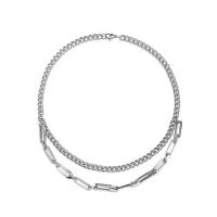 Titanium Steel Jewelry Necklace, Double Layer & for man, 45cm,50cm 