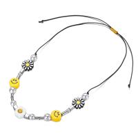 Zinc Alloy Necklace, with Cotton Cord & Plastic, Adjustable & for woman, yellow, 20mm,12mm,16mm,10mm Approx 25.9 Inch 