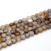 Natural Lace Agate Beads, Flat Round, fashion jewelry & DIY & faceted, brown camouflage 
