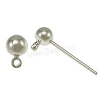 Brass Earring Stud Component, stainless steel post pin, plated, with loop 0.6mm Approx 1mm 