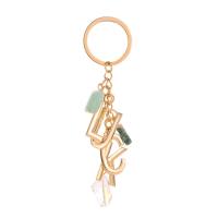 Brass Key Clasp, with Natural Stone, gold color plated, DIY, 110mm 