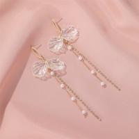Zinc Alloy Drop Earring, with Crystal & Plastic Pearl, plated & for woman & with rhinestone 
