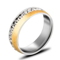 Anilo de dedo de acero inoxidable, con Arcilla analiar de diamantes de imitación AB, chapado, unisexo & diverso tamaño para la opción, 6mm, tamaño:6-10, Vendido por UD