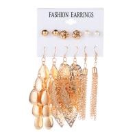 Zinc Alloy Earring Set, Stud Earring & earring, with Plastic Pearl, plated, fashion jewelry 