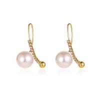 Plastic Pearl Zinc Alloy Earring, with Plastic Pearl, plated, for woman & with rhinestone 