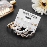 Plastic Pearl Zinc Alloy Earring, Stud Earring & earring, with Plastic Pearl, plated, fashion jewelry & for woman 
