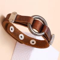 Cowhide Bracelets, Zinc Alloy, with Faux Leather, fashion jewelry & for man 