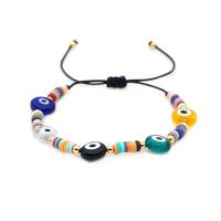 Evil Eye Bracelet Bijoux, argile de polymère, avec Des billes de verre & Acrylique, bijoux de mode & émail, multicolore, 4mmuff0c16cm, Vendu par brin