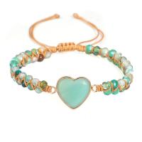 Bracelets de Woven Ball pierres précieuses, Pierre naturelle, avec corde de cire, bijoux de mode, vert, Vendu par brin