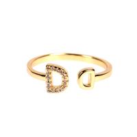 Латунь Манжеты палец кольцо, плакирован золотом, инкрустированное микро кубического циркония & Женский, золотой, 7mm, продается PC