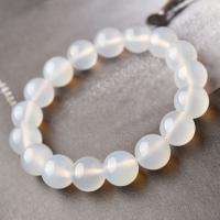 Agate Bracelets, White Agate, Round, fashion jewelry, white, 19cm   10mm 