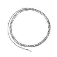 Titanium Steel Jewelry Necklace, plated, Double Layer & Unisex, 45cm,25cm 