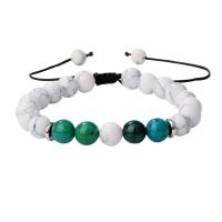 Gemstone Bracelets, Tiger Eye, with Howlite & Wax Cord, fashion jewelry, white 