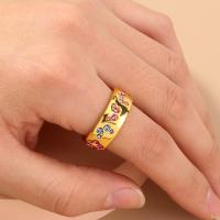 Цирконий Micro Pave Латунь палец кольцо, плакирован золотом, инкрустированное микро кубического циркония & Женский, золотой, размер:8, продается PC