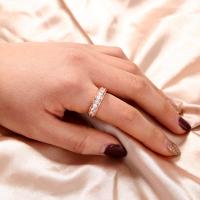 Цирконий Micro Pave Латунь палец кольцо, плакированный цветом розового золота, инкрустированное микро кубического циркония & Женский, под розовое золото, размер:8, продается PC