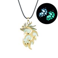 Luminated Necklace, Zinc Alloy, with Night-Light Stone & leather cord, fashion jewelry & Unisex 45+5CM 