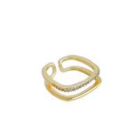 Brass Cuff Finger Ring, plated, Adjustable & micro pave cubic zirconia & for woman 