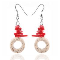 Lava Bead Earrings, with coral & Stainless Steel, DIY 