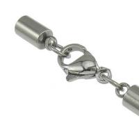 Stainless Steel Lobster Claw Cord Clasp, 304 Stainless Steel, plated, with end cap 10mm Approx 2mm, 4mm 