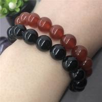 Agate Bracelets, Black Agate, with Red Agate, Round, fashion jewelry & DIY 19CM 