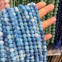 Perles agates effloresces naturelles , agate effleurant, Rond, poli, DIY & normes différentes pour le choix, bleu, Vendu par brin