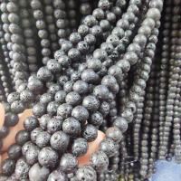 Natural Lava Beads, Round, polished, DIY black 