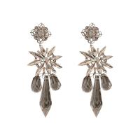 Crystal Drop Earring, Zinc Alloy, with Crystal, plated, for woman, grey 