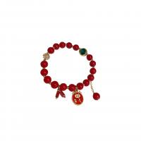 Zinc Alloy Crystal Bracelets, with Zinc Alloy, gold color plated & for woman, bright red, 65mm 