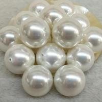 Half Drilled Shell Beads, South Sea Shell, Round, plated, DIY white 