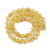 Rutilquarz Perlen, Rutilated Quarz, rund, poliert, DIY & verschiedene Größen vorhanden, gelb, verkauft von Strang