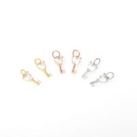 Cubic Zirconia Micro Pave Brass Pendant, heart and key, plated, micro pave cubic zirconia nickel, lead & cadmium free Approx 