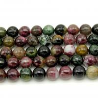 Perles de Tourmaline naturels, Rond, poli, DIY & normes différentes pour le choix, multicolore, Vendu par brin