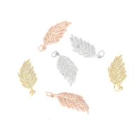 Cubic Zirconia Micro Pave Brass Pendant, Feather, plated, micro pave cubic zirconia nickel, lead & cadmium free Approx 
