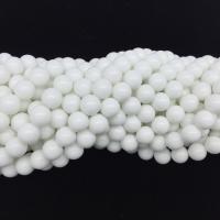 Weiße Porzellan Perlen, rund, poliert, DIY & verschiedene Größen vorhanden, weiß, verkauft von Strang