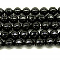 Schwarzer Stein Perle, rund, poliert, DIY & verschiedene Größen vorhanden, schwarz, verkauft von Strang