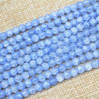 Perles quartz craquelé, cristal, Rond, synthétique, DIY & normes différentes pour le choix, Bleu Caraïbes, Vendu par brin