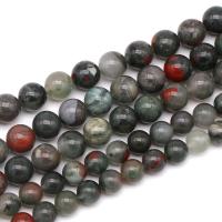 Perles de jaspe sanguin, Bloodstone africain, Rond, bijoux de mode & DIY & normes différentes pour le choix, gris foncé, Vendu par brin