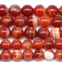 Natürliche Madagaskar Achat Perlen, Streifen Achat, rund, Modeschmuck & DIY & verschiedene Größen vorhanden, rot, verkauft von Strang