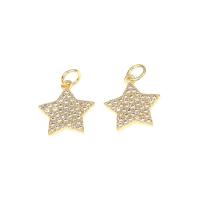 Cubic Zirconia Micro Pave Brass Pendant, Star, gold color plated, micro pave cubic zirconia, nickel, lead & cadmium free Approx 4mm, Approx 