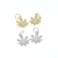 Cubic Zirconia Micro Pave Brass Pendant, Maple Leaf, plated, micro pave cubic zirconia nickel, lead & cadmium free Approx 4mm, Approx 