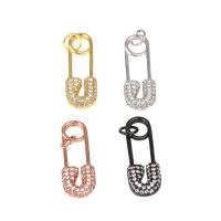 Cubic Zirconia Micro Pave Brass Pendant, Safety Pin, plated, micro pave cubic zirconia nickel, lead & cadmium free Approx 4mm, Approx 