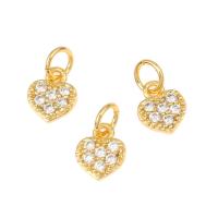 Cubic Zirconia Micro Pave Brass Pendant, Heart, gold color plated, micro pave cubic zirconia, nickel, lead & cadmium free Approx 3mm, Approx 
