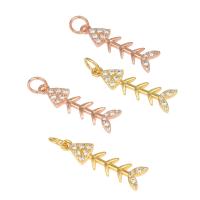 Cubic Zirconia Micro Pave Brass Pendant, Fish Bone, plated, micro pave cubic zirconia nickel, lead & cadmium free Approx 3mm, Approx 